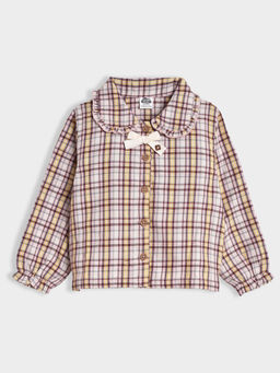 Mi Arcus - Cotton Check Full Sleeves Peter Pan Collar Shirt