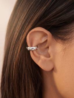AQUASTREET - Zircon Encrusted Rhodium Plated Waterproof and Anti-Tarnish Ear Cuff Earrings