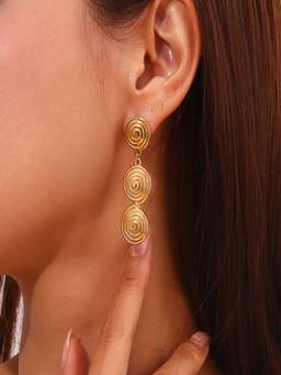 AQUASTREET - Trio Round Spiral Waterproof and Anti-Tarnish Drop Earrings