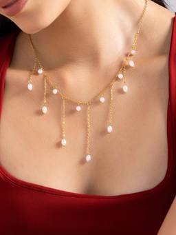 AQUASTREET - Multi Pearl Chain Drops Waterproof and Anti-Tarnish Necklace