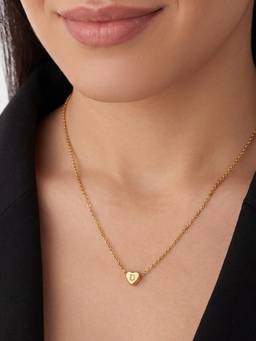 AQUASTREET - Heart Initial Letter D Engraved Waterproof Anti-Tarnish Pendant