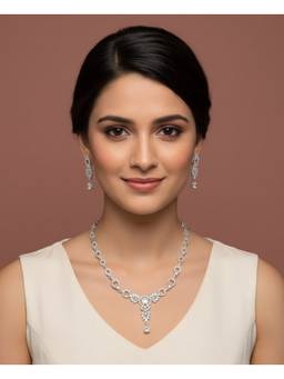 Opal Touch - Emerald Enlace Rhodium Plated Necklace
