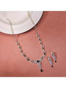Opal Touch - Emerald Enlace Rhodium Plated Necklace