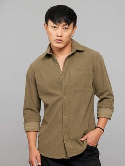 ROOKIES - Men Olive Full Sleeve Shacket