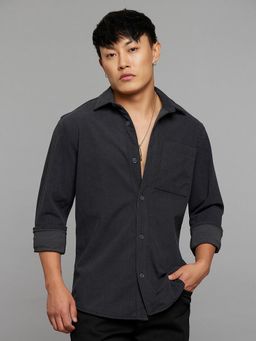 ROOKIES - Men Charcoal Full Sleeve Shacket