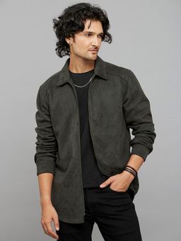 ROOKIES - Men Green Suede-Finish Shacket