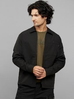 ROOKIES - Men Black Full Sleeves Zipper Shacket