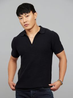ROOKIES - Black Half Sleeve Polo T-Shirt