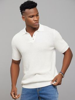 ROOKIES - Off White Half Sleeves Polo T-Shirt