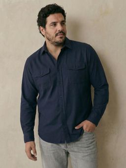 UNSTD - Men Navy Blue Plus Size Solid Full Sleeves Casual Shirt