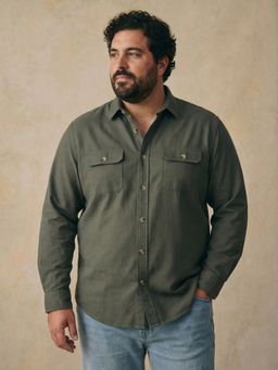 UNSTD - Men Olive Plus Size Solid Full Sleeves Casual Shirt