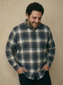 UNSTD - Men Navy Blue Plus Size Checked Full Sleeves Casual Shirt