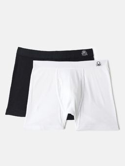 United Colors of Benetton - Men's White Solid Regular Fit Trunks (Pack Of 2)