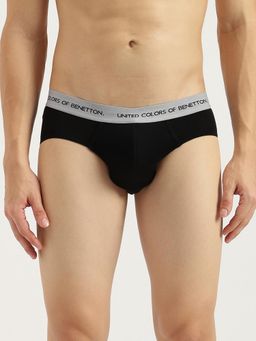 United Colors of Benetton - Men's Black Solid Regular Fit Modal Briefs