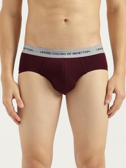 United Colors of Benetton - Men's Maroon Solid Regular Fit Modal Briefs