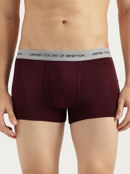 United Colors of Benetton - Men's Maroon Solid Regular Fit Modal Trunks