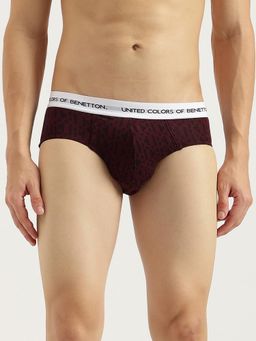 United Colors of Benetton - Men's Maroon Typography Regular Fit Briefs