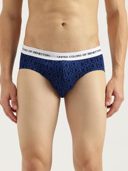 United Colors of Benetton - Men's Blue Typography Regular Fit Briefs