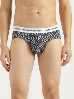 United Colors of Benetton - Men's Grey Typography Regular Fit Briefs