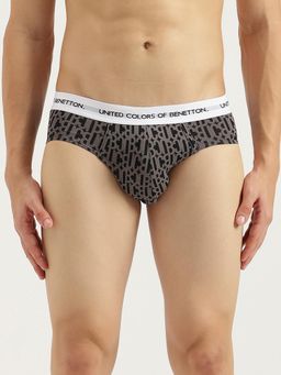 United Colors of Benetton - Men's Black Typography Regular Fit Briefs