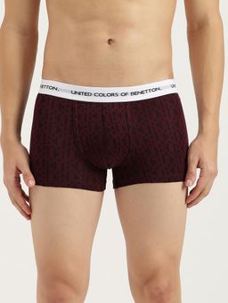 United Colors of Benetton - Men's Maroon Typography Regular Fit Trunks