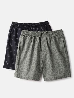 United Colors of Benetton - Men's Black Palm Tree Regular Fit Boxers (Pack Of 2)