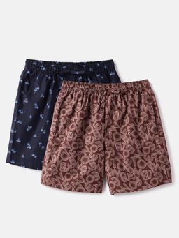 United Colors of Benetton - Men's Brown Palm Tree Regular Fit Boxers (Pack Of 2)