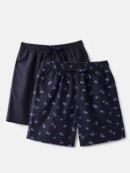 United Colors of Benetton - Men's Black Solid and Palm Tree Regular Fit Boxers (Pack Of 2)