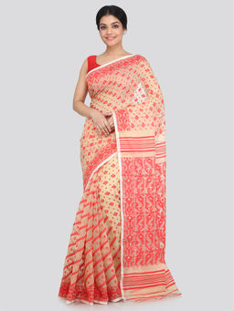 PinkLoom - Women's Soft Cotton Jamdani Saree Without Blouse Piece