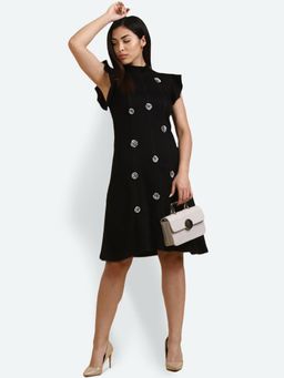 Deebaco - Women Black Lycra High Neck Dress