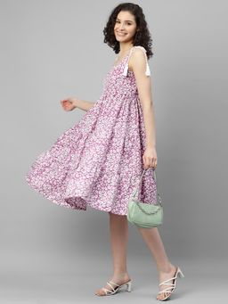 Deebaco - Women Lavender Polyester Shoulder Straps Dress