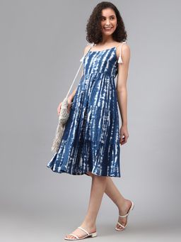 Deebaco - Women Blue Rayon Shoulder Straps Dress