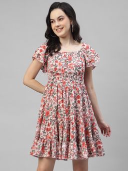 Deebaco - Women Multi-Color Rayon Square Neck Dress