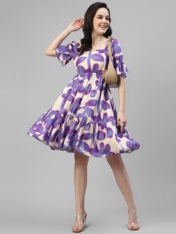 Deebaco - Women Lavender Rayon Sweetheart Dress