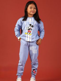 Napchief - Mickey Mouse Blue Graphic Printed Sweatshirt And Joggers (Set of 2)