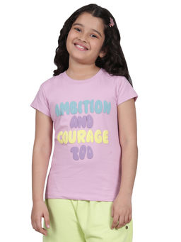 Cantabil - Girls Printed Pink Casual T Shirt