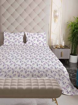 NEELA HOME - 180 TC Purple Cotton Flat Bedsheet with 2 Pillow Covers