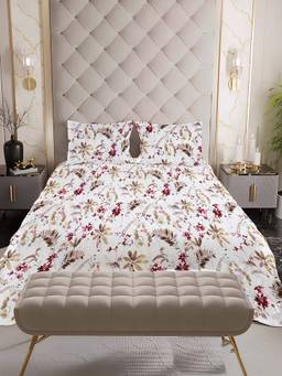 NEELA HOME - 180 TC Maroon Cotton Flat Bedsheet with 2 Pillow Covers