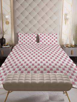 NEELA HOME - 180 TC Pink Cotton Flat Bedsheet with 2 Pillow Covers