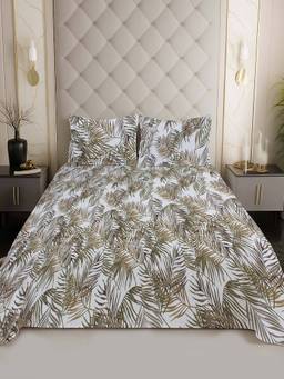 NEELA HOME - 200 TC Brown Cotton Flat Bedsheet with 2 Pillow Covers