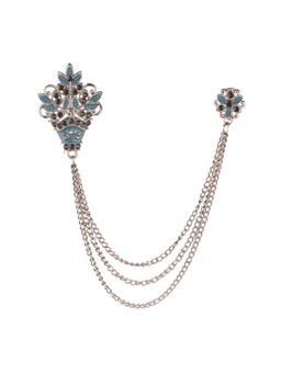 The Tie Hub - Blue Flower Bouquet Chain Lapel Pin