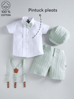 Hopscotch - Formal Pleat Cotton Shirt with Shorts and Suspender