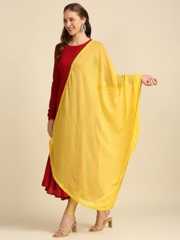 Dupatta Bazaar - Womens Plain Yellow Chiffon Dupatta