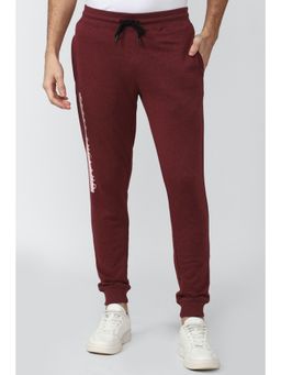 Peter England - Men Maroon Printed Casual Track Pants