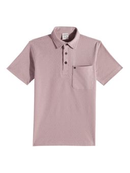 CAVIO - Boys Lavender Cotton Regular Fit Half Sleeves Textured Polo T-Shirt