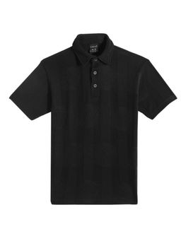 CAVIO - Boys Black Regular Fit Half Sleeves Textured Polo T-Shirt
