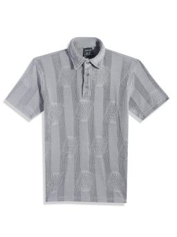 CAVIO - Boys Grey Regular Fit Half Sleeves Textured Polo T-Shirt
