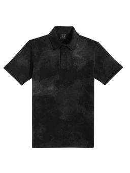 CAVIO - Boys Black Regular Fit Half Sleeves Tie & Dye Polo T-Shirt