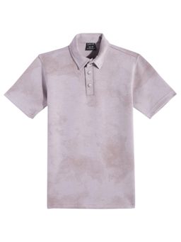CAVIO - Boys Grey Regular Fit Half Sleeves Tie & Dye Polo T-Shirt
