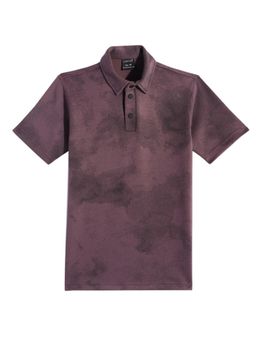 CAVIO - Boys Purple Regular Fit Half Sleeves Tie & Dye Polo T-Shirt